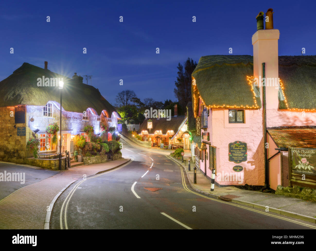 Vieux village pittoresque de chaume à Shanklin Banque D'Images