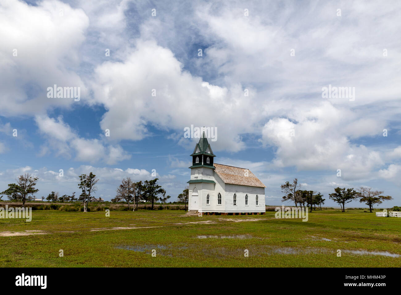 NC01588-00...CAROLINE DU NORD - église méthodiste de la ville historique de Portsmouth, Cape Lookout National Seashore. Banque D'Images