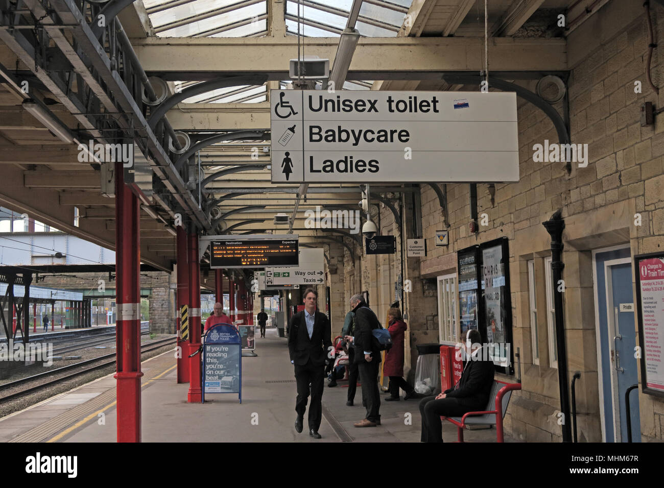 La gare de Lancaster, Toilettes unisexes,Babycare,Mesdames les installations, Lancashire, England, UK Banque D'Images