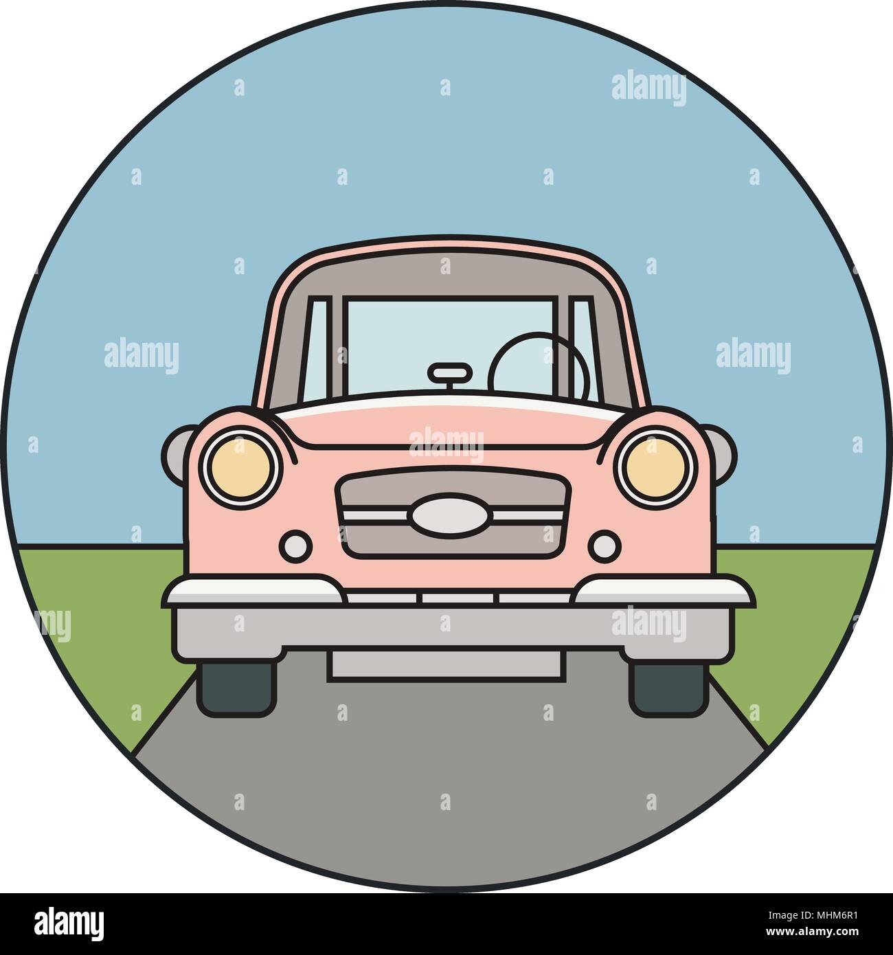 Conduite du véhicule rouge dans la ville Illustration de Vecteur