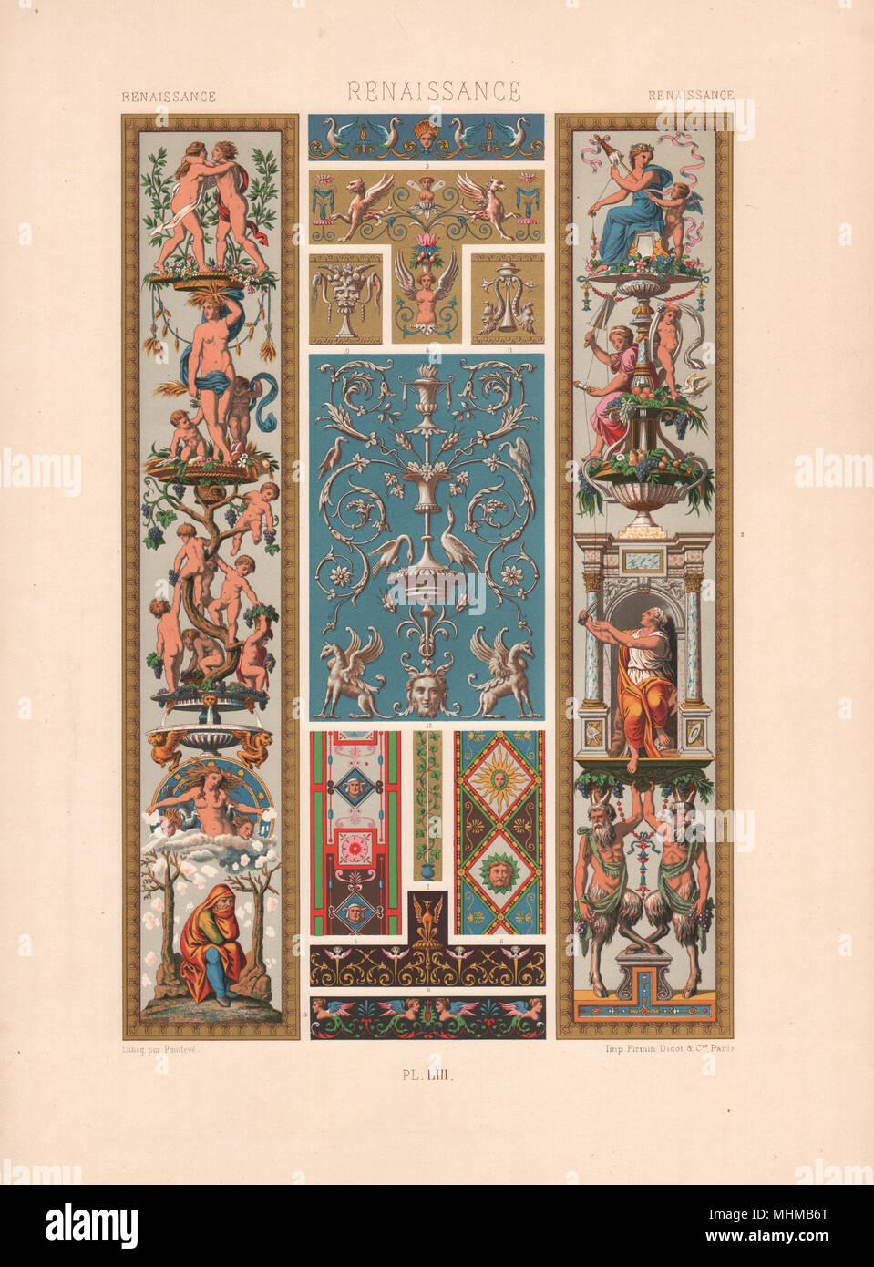 RACINET POLYCHROME Renaissance ORNEMENT 53 arts décoratifs motifs motifs c1885 Banque D'Images