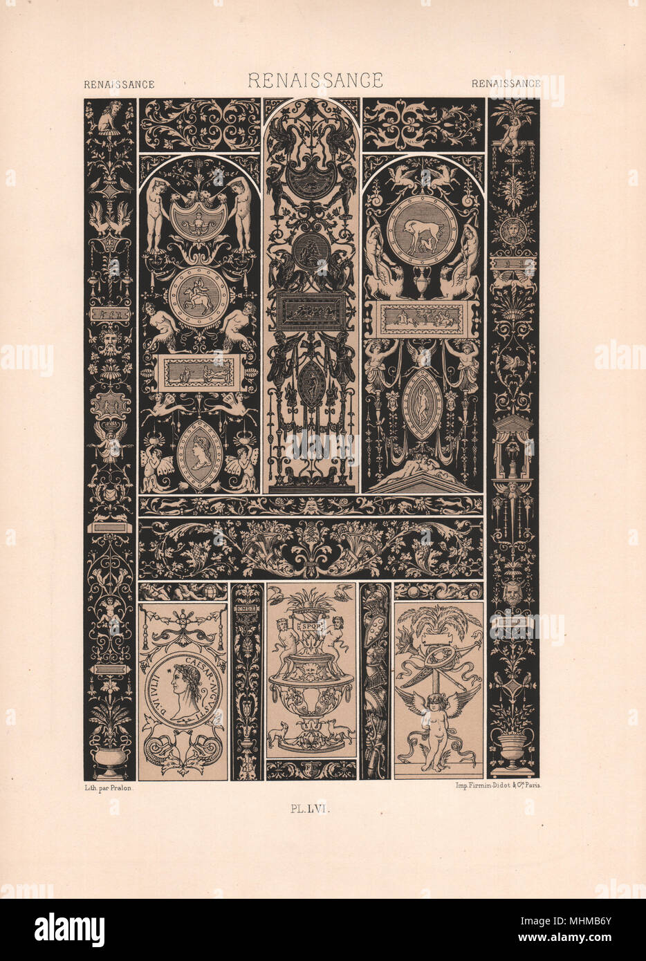 RACINET POLYCHROME Renaissance ORNEMENT 56 arts décoratifs motifs motifs c1885 Banque D'Images