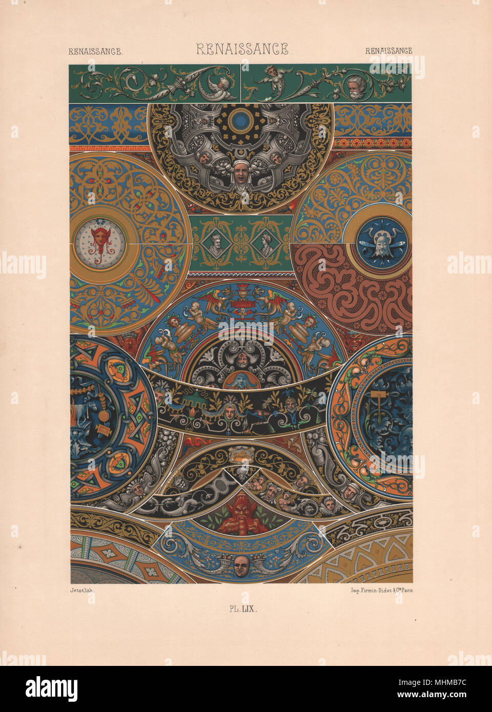 RACINET POLYCHROME Renaissance ORNEMENT 59 arts décoratifs motifs motifs c1885 Banque D'Images