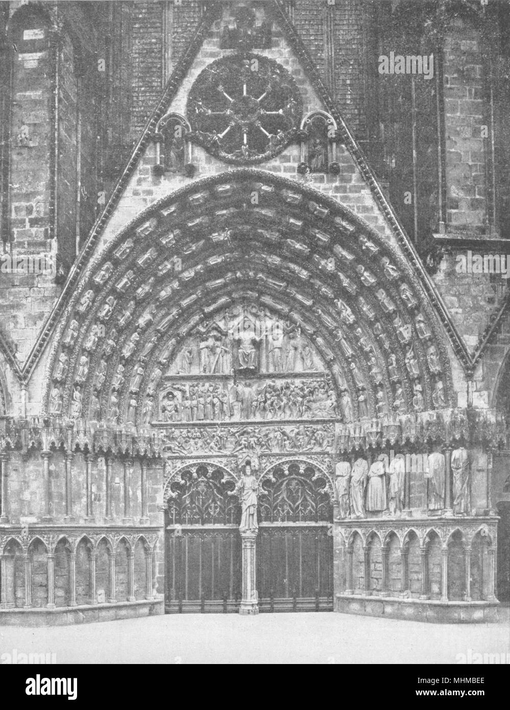 CHER. Grande porte de la Cathédrale de Bourges 1900 ancienne imprimer photo Banque D'Images