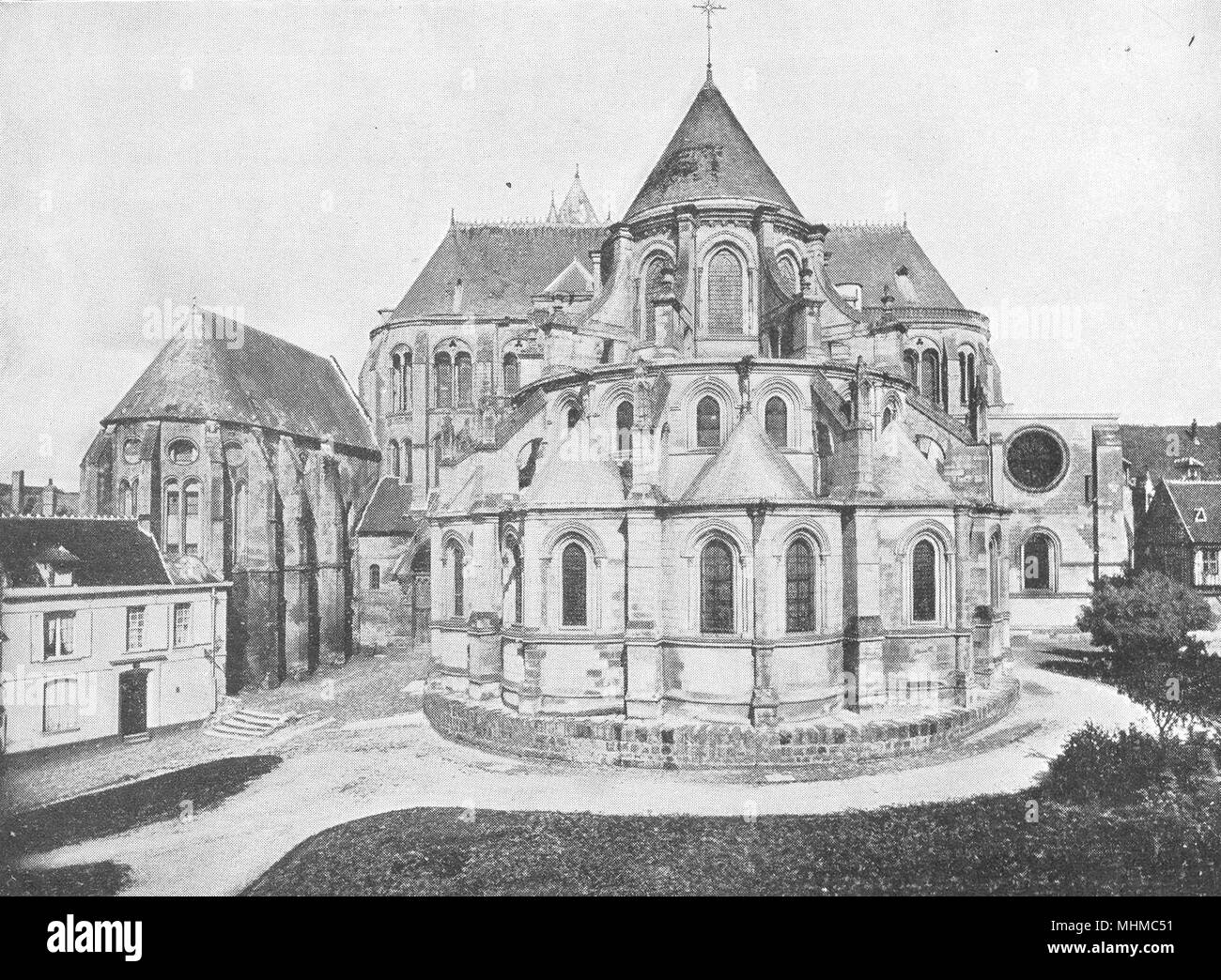 OISE. Abside de la Cathédrale de Noyon 1900 ancienne vintage print photo Banque D'Images