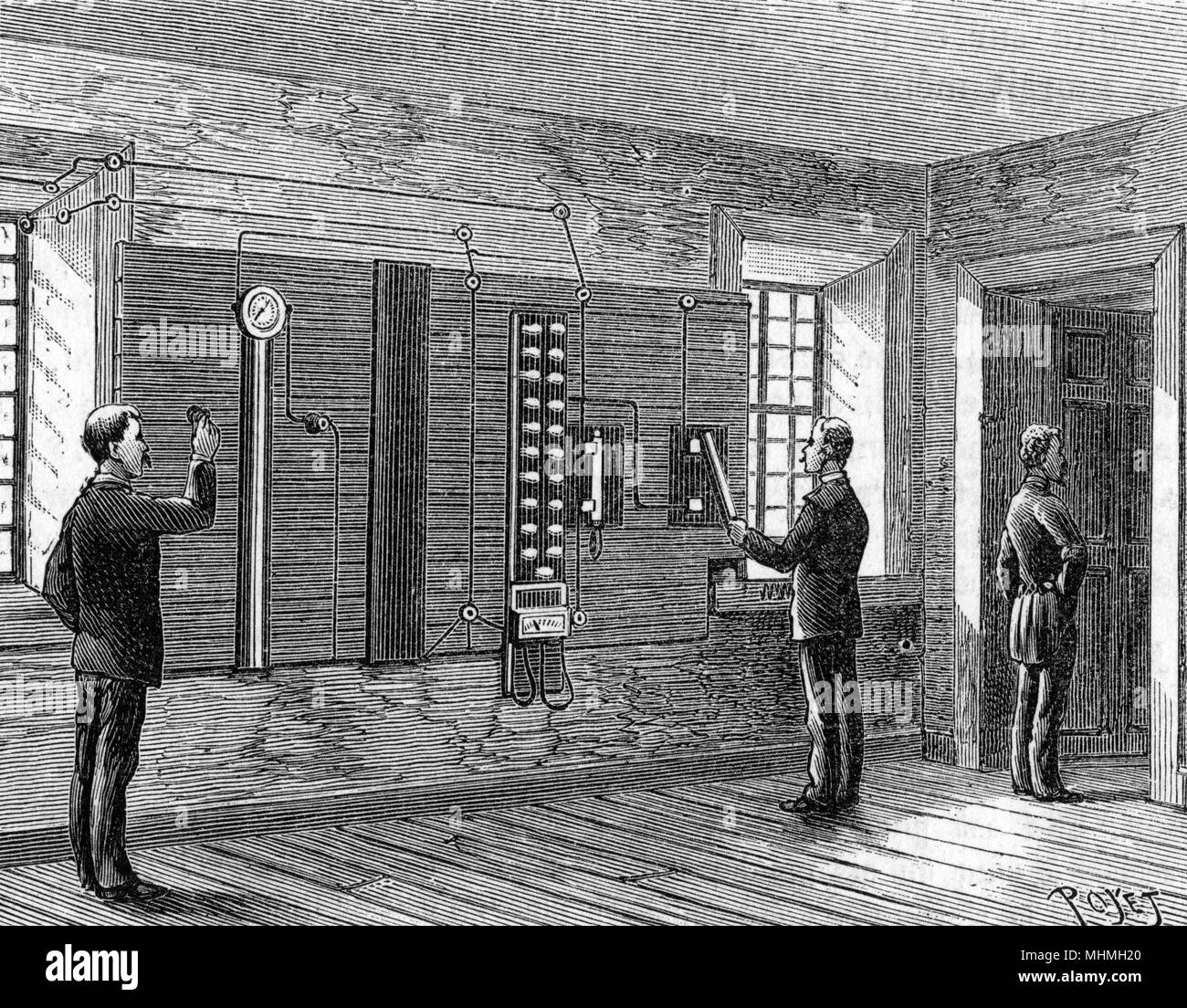 La chaise électrique utilisé pour tuer à la prison d'Auburn Kemmler - contrôle et de l'interrupteur 2 sur 2 Date : 6 août 1890 Banque D'Images
