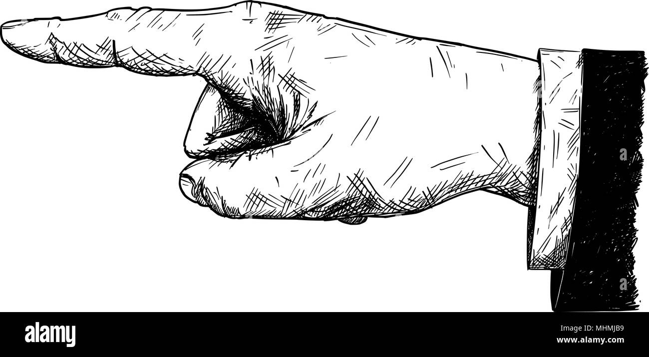 Vector illustration artistique ou un dessin de Businessman Hand in suit avec le doigt pointant vers la gauche direction Illustration de Vecteur