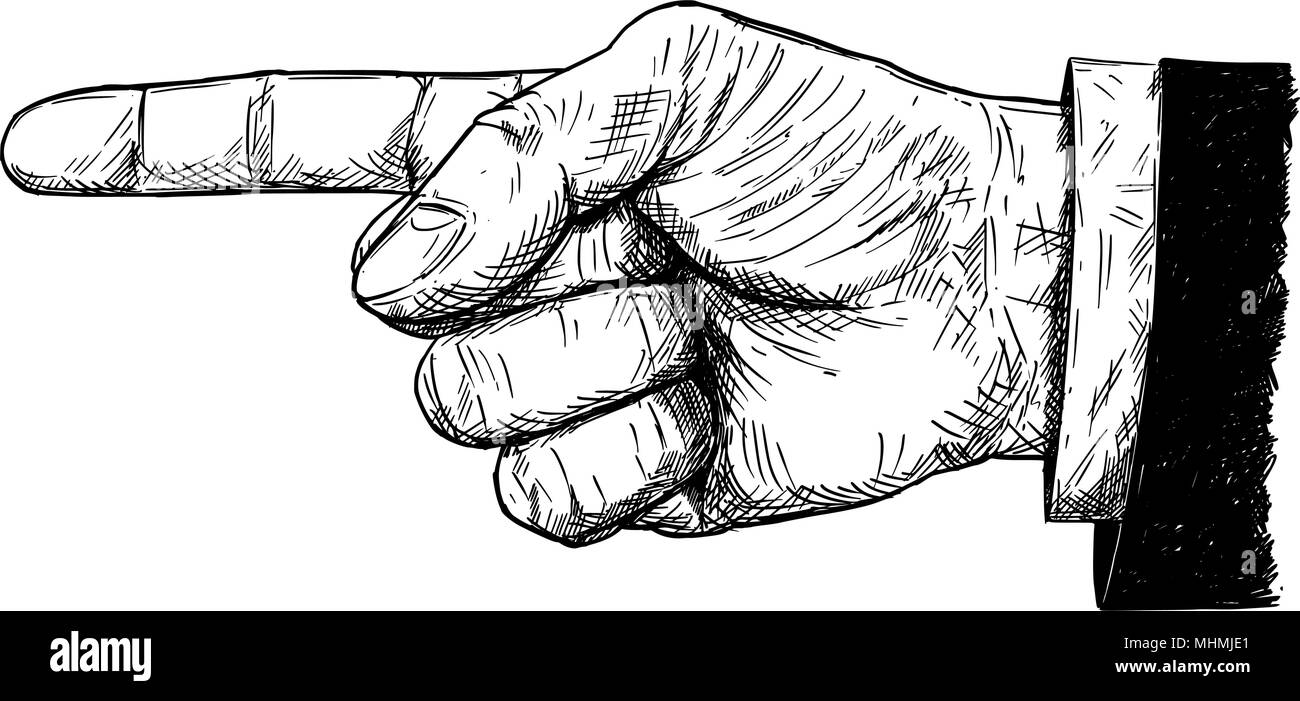 Vector illustration artistique ou un dessin de Businessman Hand in suit avec le doigt pointant vers la gauche direction Illustration de Vecteur