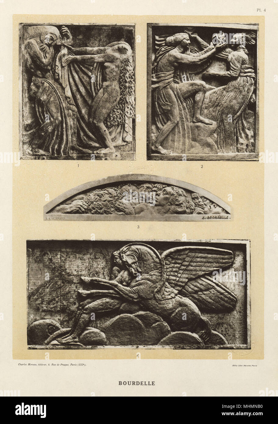 Sculptures bas-relief par Antoine Bourdelle - Paris Theatre Banque D'Images