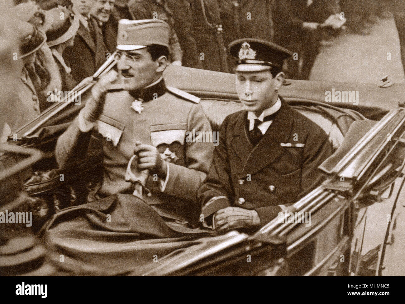 Prince Albert avec le Prince héritier Alexander de Serbie Banque D'Images