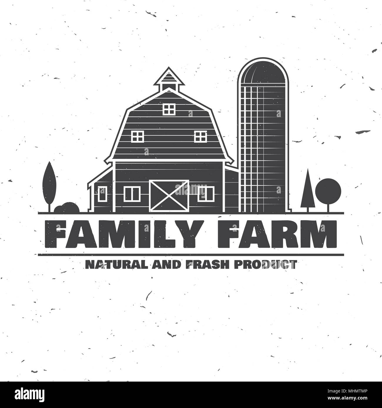 Insignes de la ferme familiale ou des étiquettes. Vector illustration. Typographie vintage design avec farm barn silhouette. Éléments sur le thème de l'entreprise agricole. Illustration de Vecteur