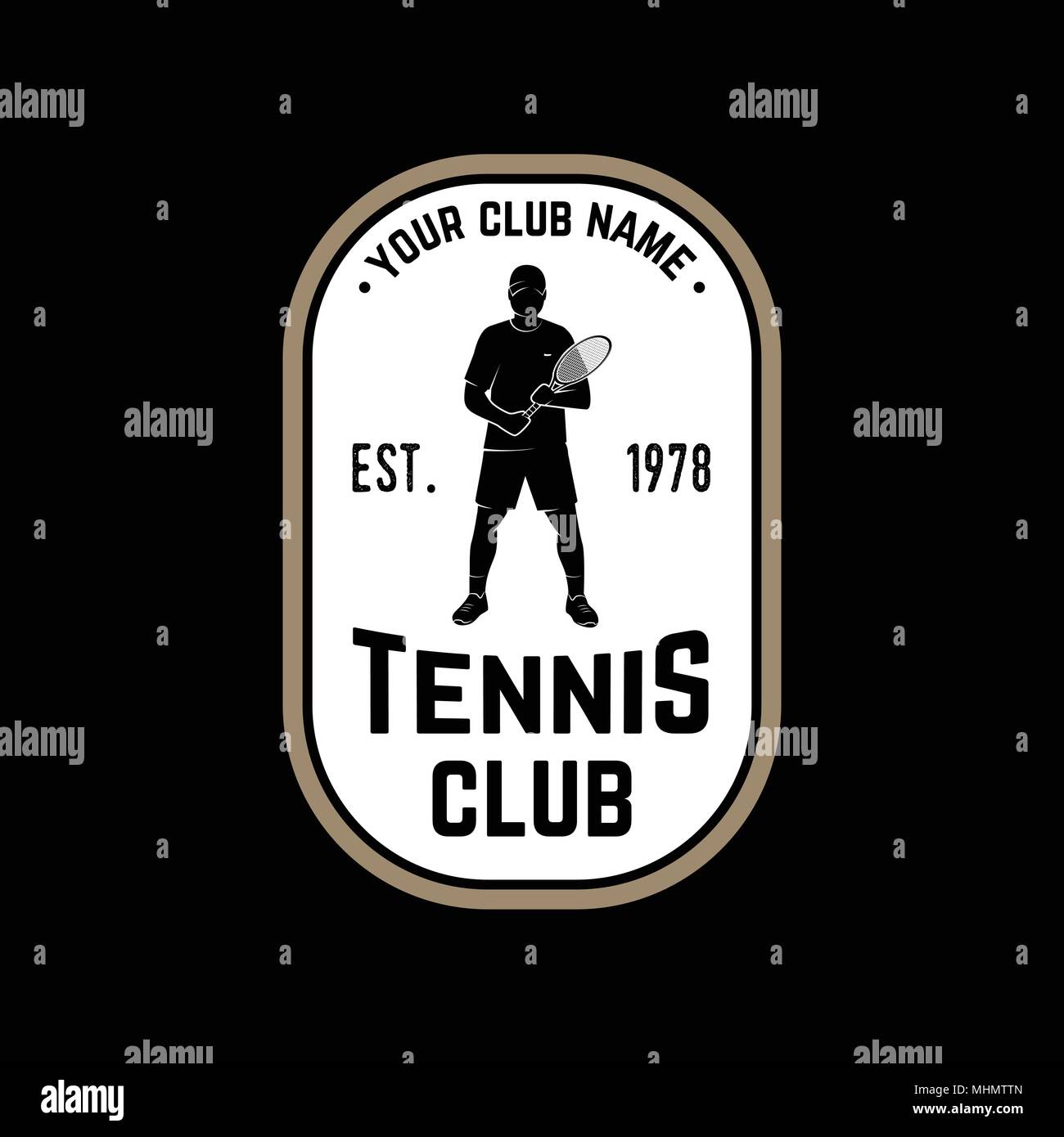 Tennis Club badge. Vector illustration. Concept pour chemise, imprimer, stamp ou tee. Typographie vintage design avec tennis player silhouette. Illustration de Vecteur