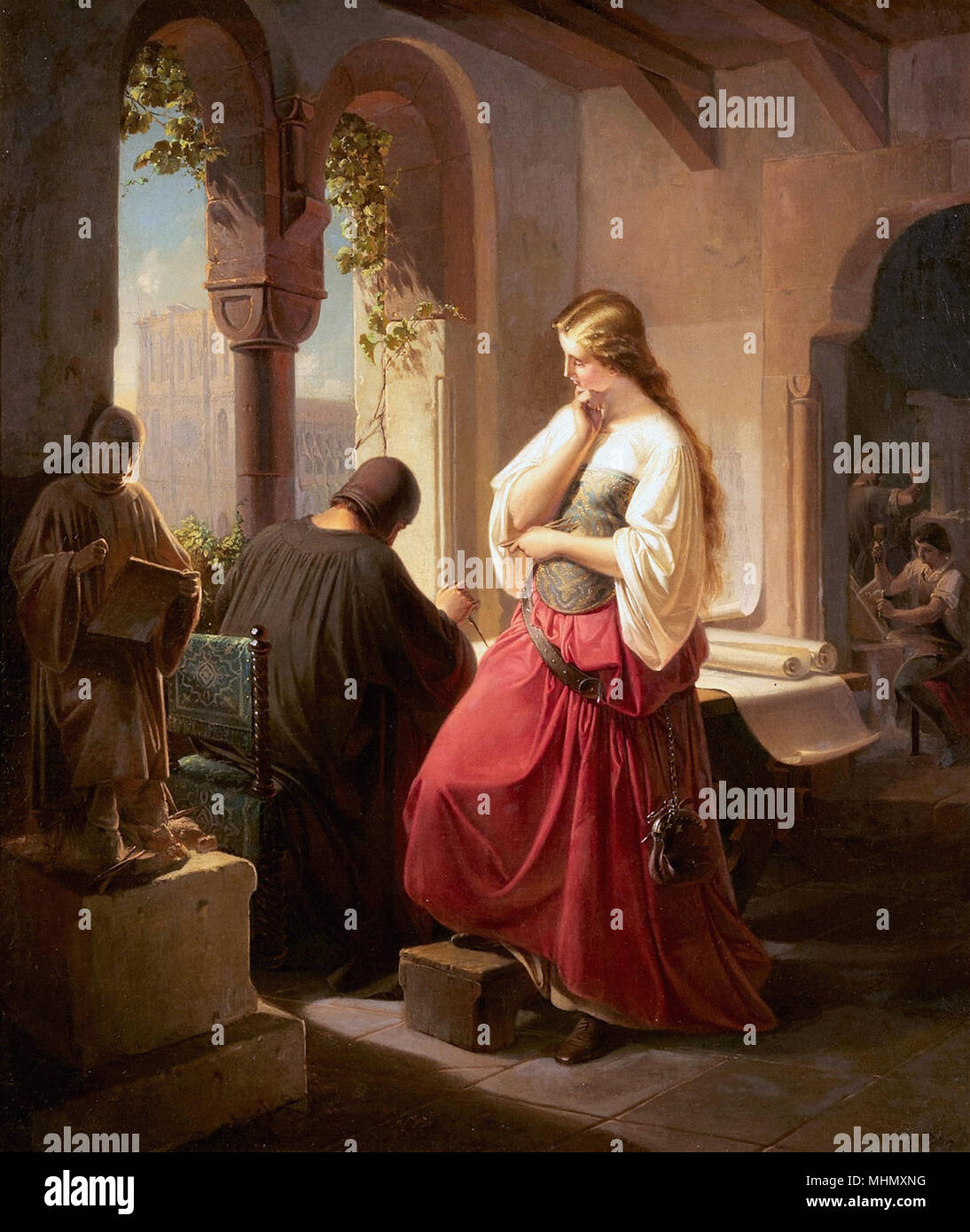 Zahn Ludwig - Femme sculpteur Sabina Von Steinbach avec son père le maître architecte Erwin Von Steinbach Banque D'Images