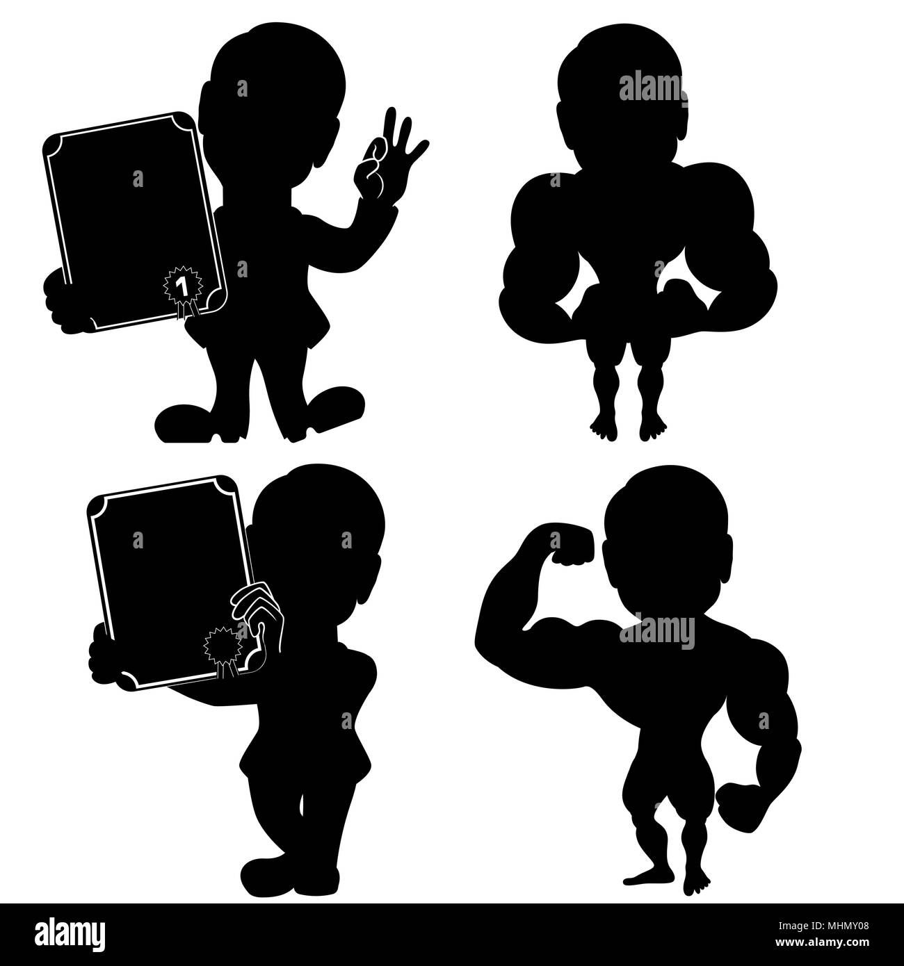 Silhouette ensemble de l'homme dans diverses situations, cartoon stencil illustrations vectorielles isolé sur fond blanc Illustration de Vecteur