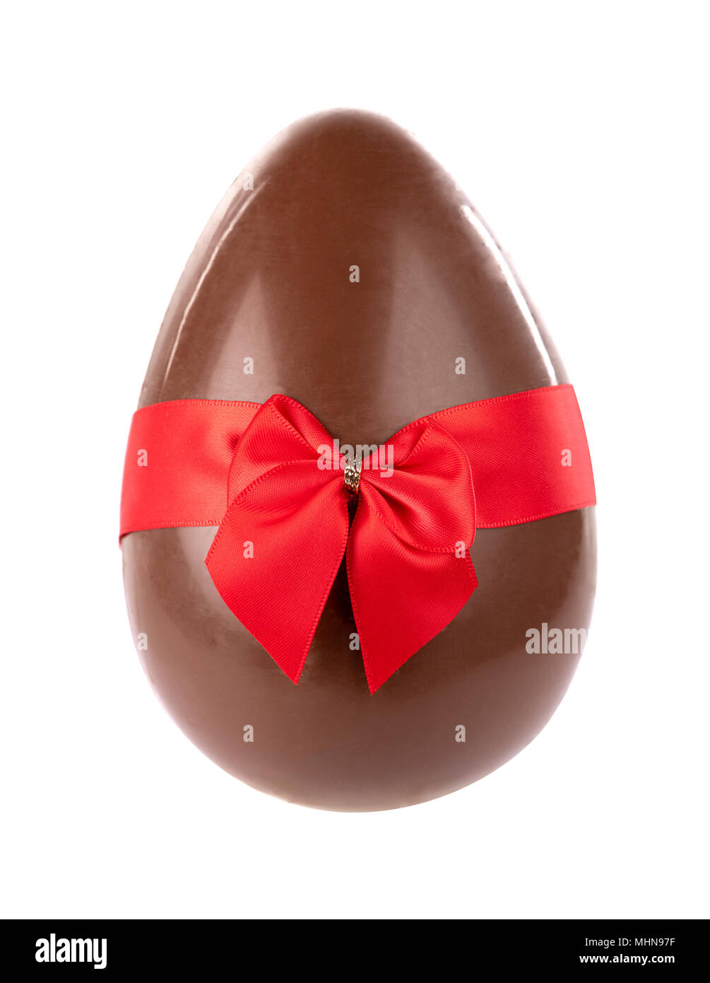 Unwrapped chocolate easter egg avec bow Banque D'Images
