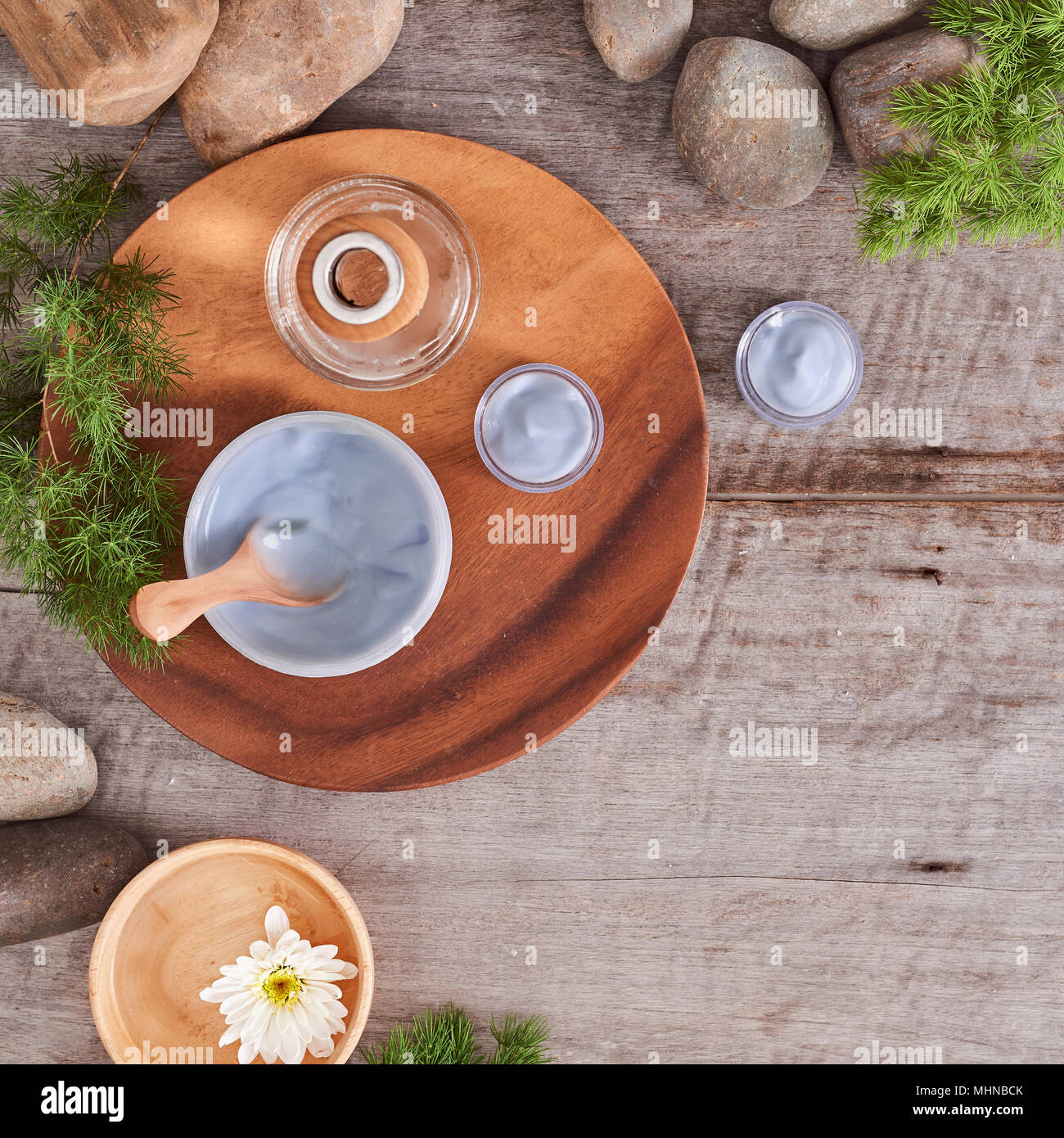 Composition avec argile cosmétique Masques visage fait maison. Banque D'Images