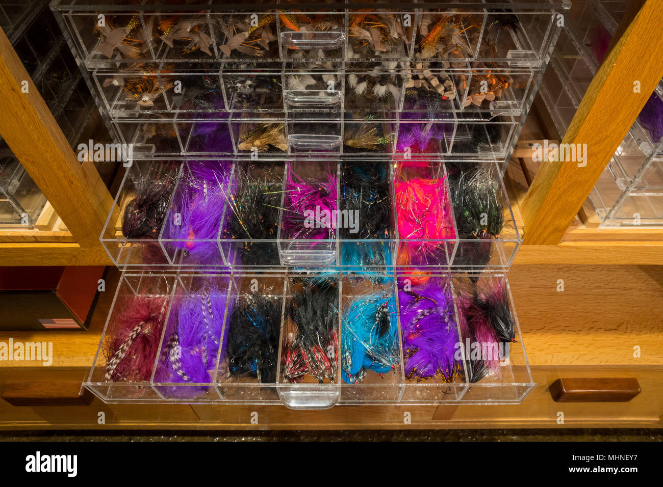 Mouches de pêche de mouche de la truite arc-en-ciel Banque D'Images