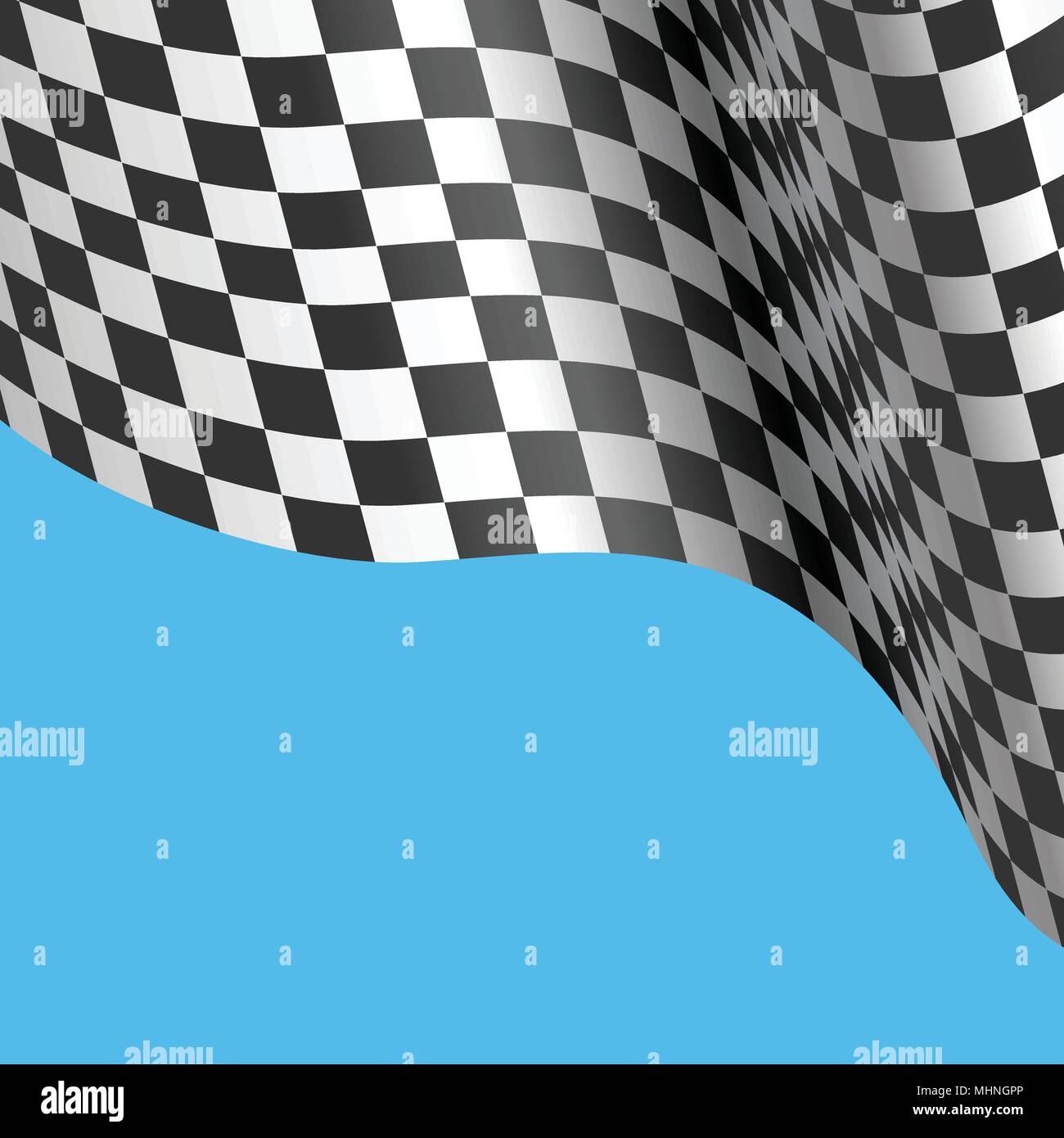 Drapeau à damier bleu vague sur fond de championnat de course design illustration vectorielle. Illustration de Vecteur