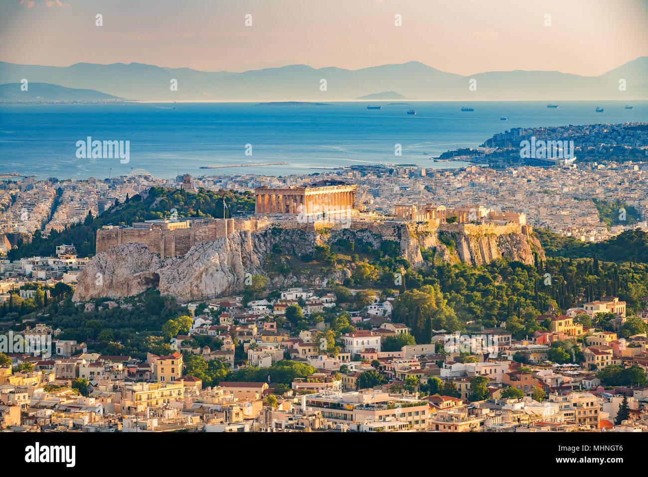 Vue aérienne sur Athènes, Grèce Banque D'Images
