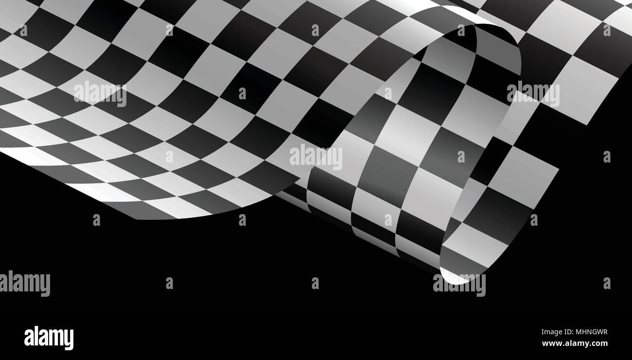 Drapeau à damier noir sur la vague de fond du championnat de course design illustration vectorielle. Illustration de Vecteur