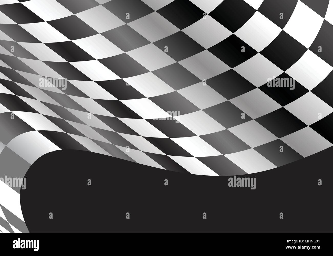 Drapeau à damier noir sur la vague de fond du championnat de course design illustration vectorielle. Illustration de Vecteur