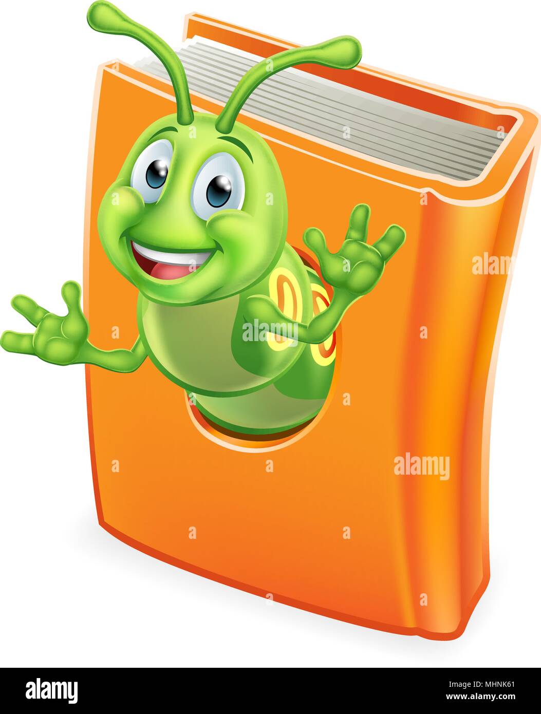 Caterpillar Bookworm Ver de livre Illustration de Vecteur