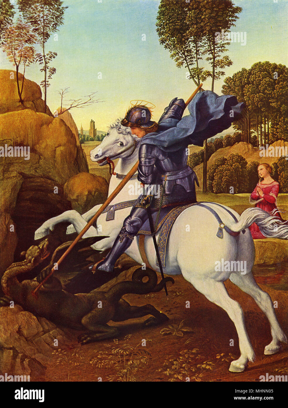 Saint George et le Dragon, par Raphaël Banque D'Images