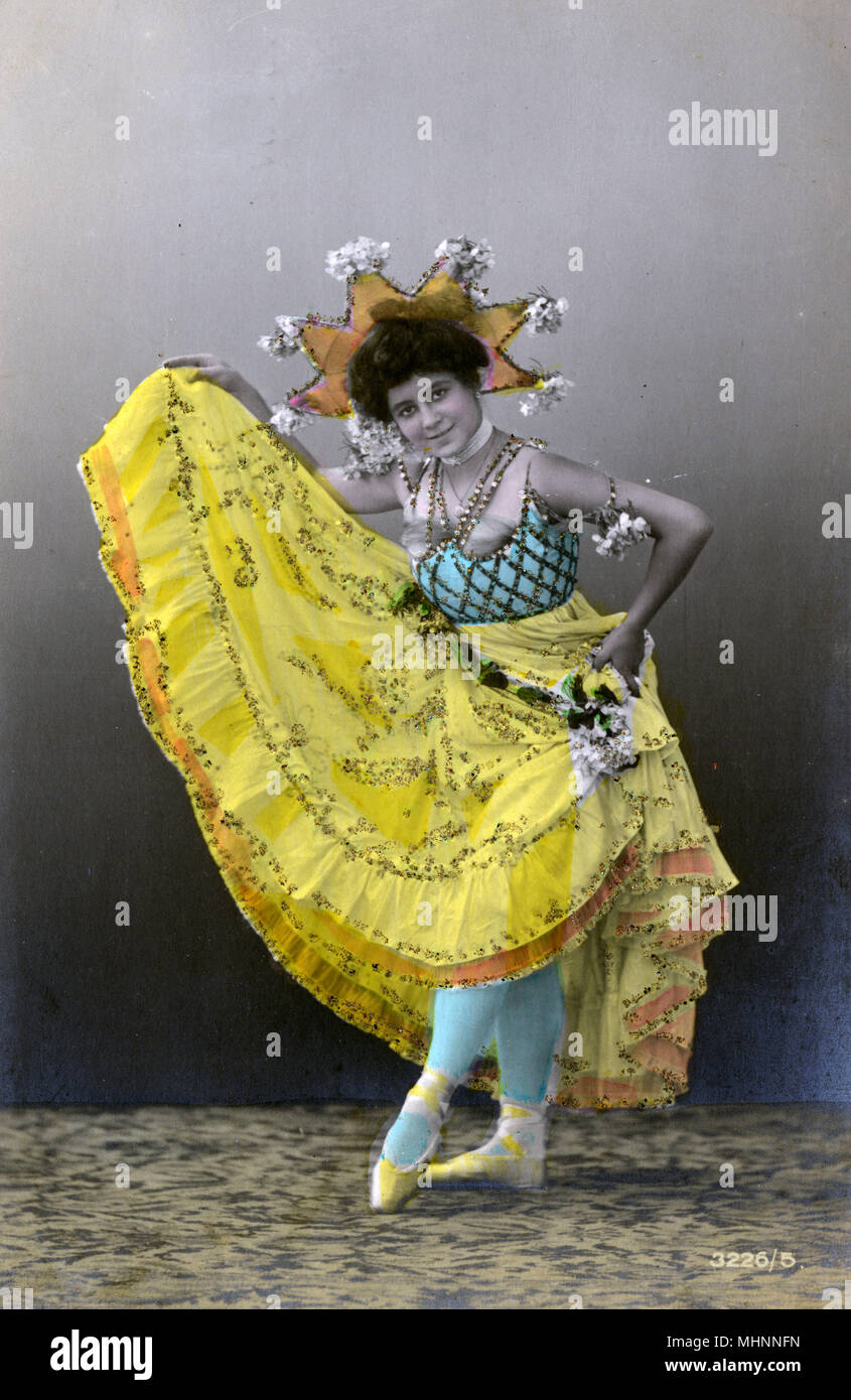 Série de cartes amusantes d'un danseur britannique en costume à jupe large Banque D'Images