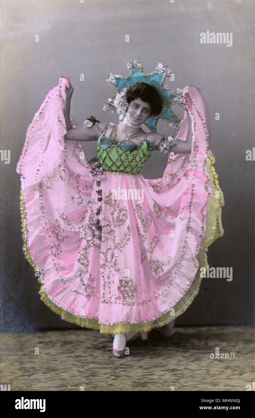 Série de cartes amusantes d'un danseur britannique en costume à jupe large Banque D'Images