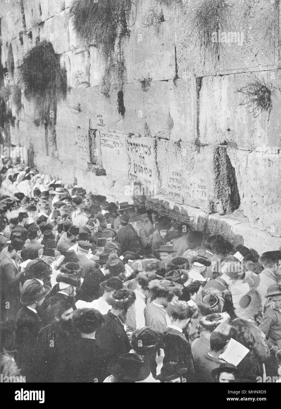 Jérusalem. La Place des lamentations des Juifs ; mur des lamentations 1900 vieux ancien Banque D'Images