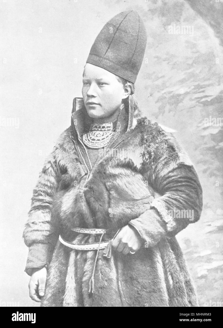 De l'Arctique. La Laponie. Une Laplander ; 1900 ancienne vintage print photo Banque D'Images