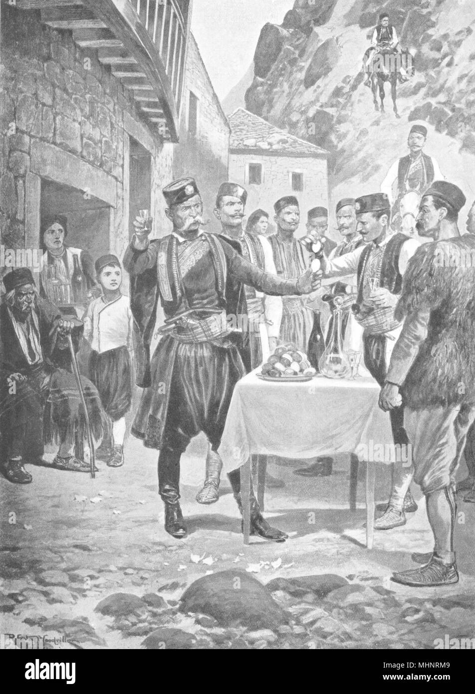 Le Monténégro. Pâques monténégrine la coutume ; boire Sainte Trinité, casser des œufs 1900 Banque D'Images