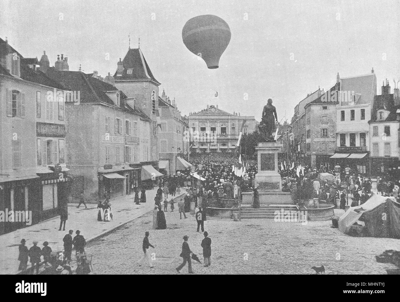 JURA. Lons-le-Saulnier. Lieu de liberté. Balloon Montgolfier 1895 old print Banque D'Images