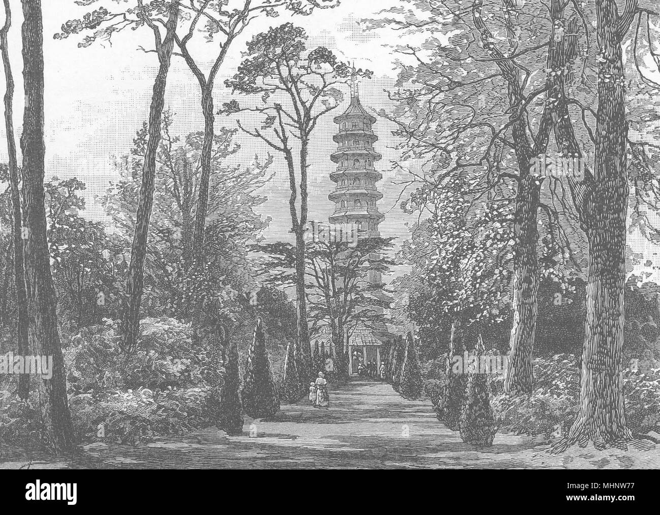 Londres. La pagode de Kew Gardens 1901 ancienne vintage print photo Banque D'Images