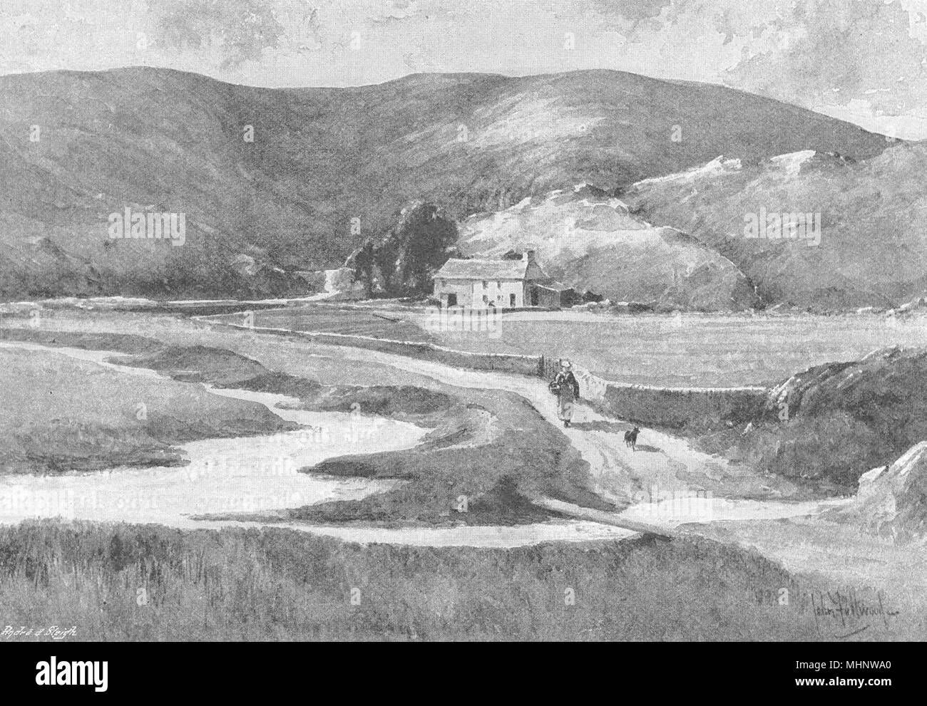 Le Pays de Galles. La première maison sur la Severn. Blaenhafren 1901 vieux ancien Banque D'Images