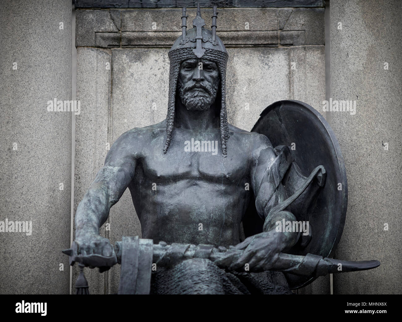 Glasgow en Ecosse, du parc Kelvingrove, Lord Frederick Sleigh Roberts, de Kandahar, Pretoria et Waterford détail statue par le sculpteur Harry Bates Banque D'Images