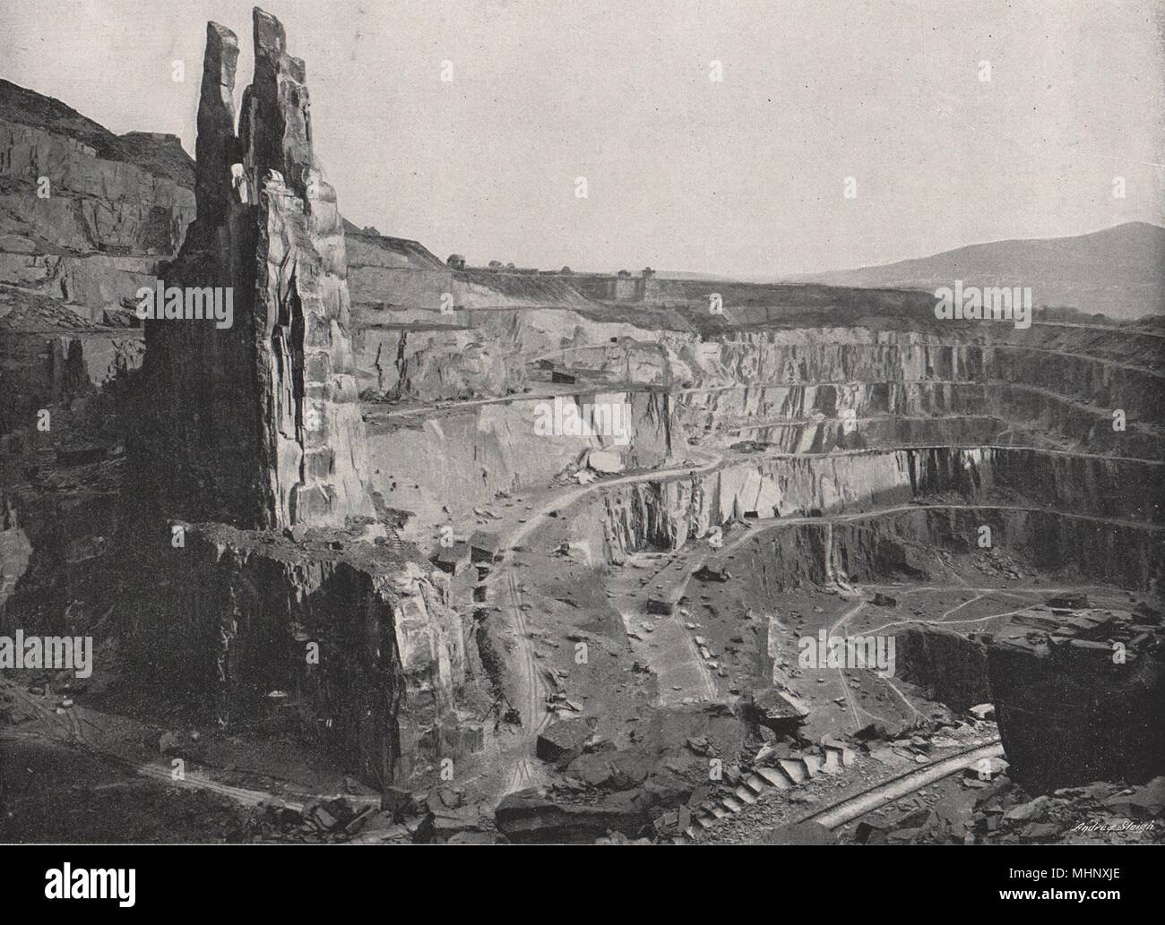 Le Pays de Galles. Ardoisières Penrhyn 1900 ancienne vintage print photo Banque D'Images