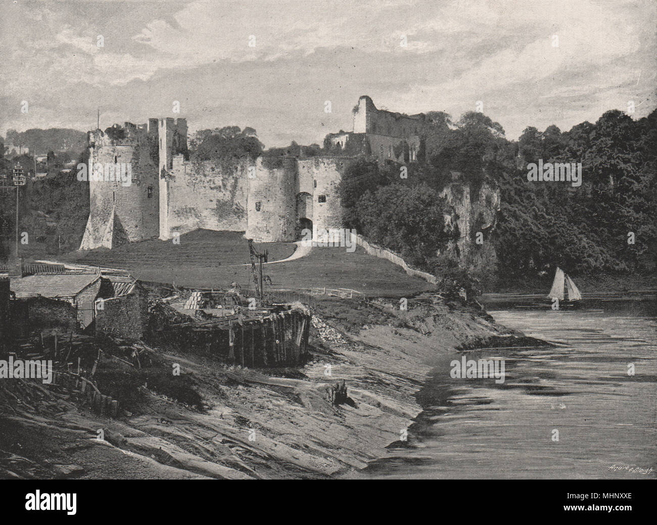 Le Pays de Galles. Le Château de Chepstow 1900 ancienne vintage print photo Banque D'Images