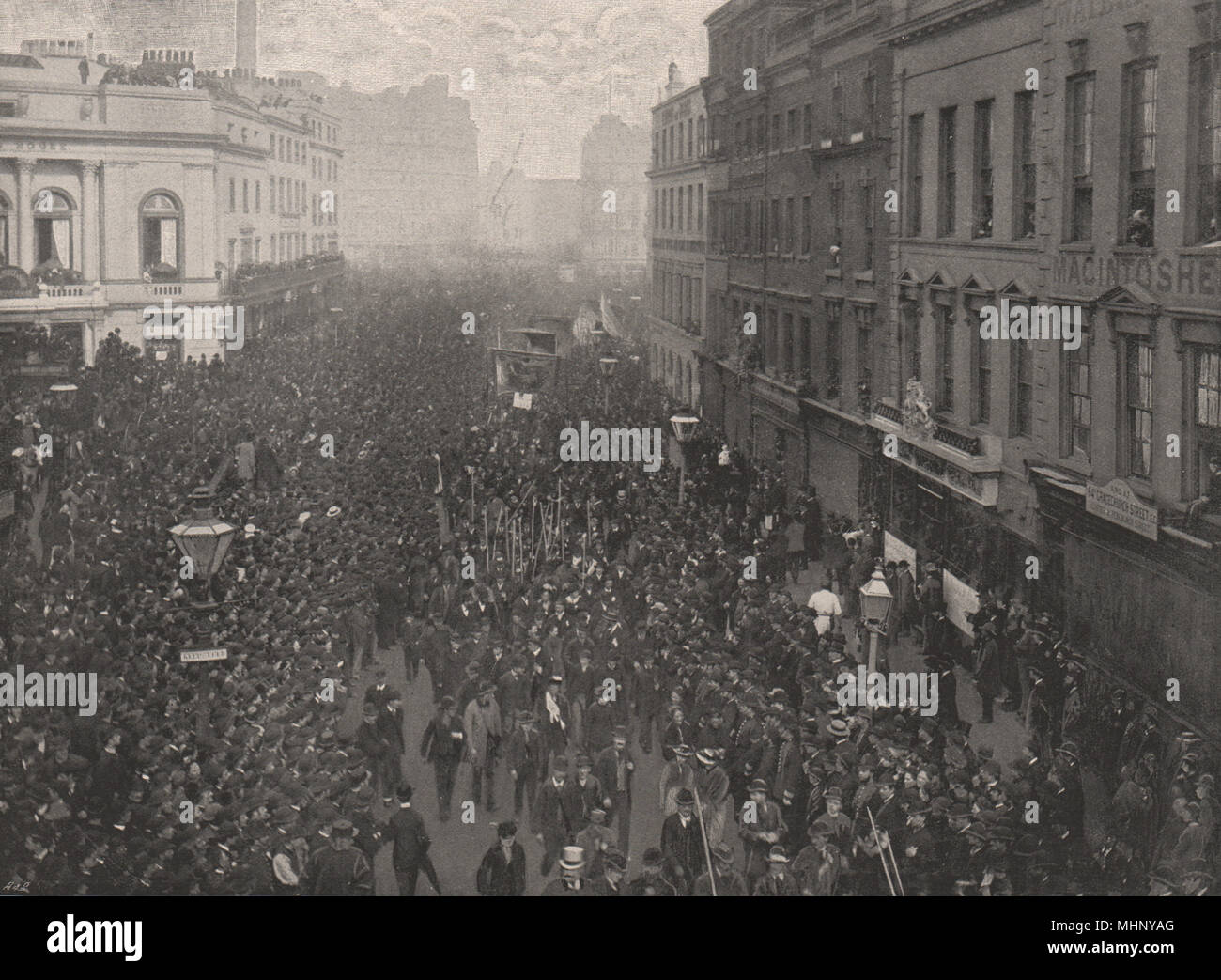 Une manifestation politique. Sur la façon d'Hyde Park. Londres 1896 old print Banque D'Images