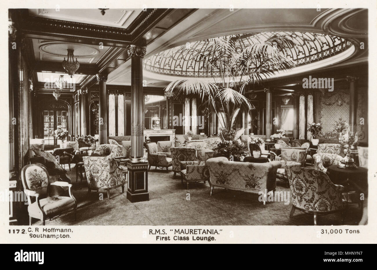 RMS Mauretania, First Class Lounge Date : vers 1910 Banque D'Images
