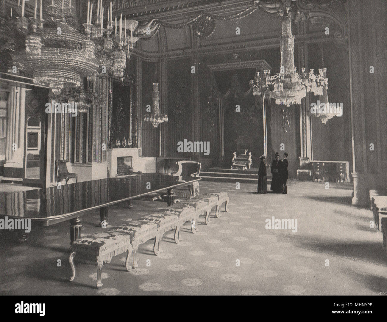 La salle du trône, le palais de Buckingham. Londres 1896 ancienne imprimer photo Banque D'Images