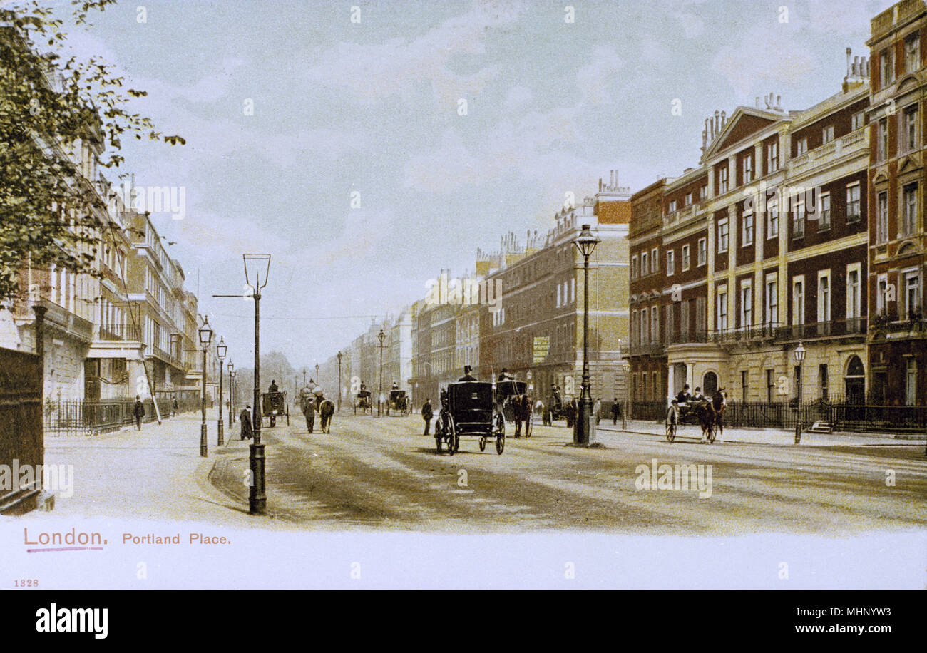 Portland Place, London. Date : vers 1900 Banque D'Images