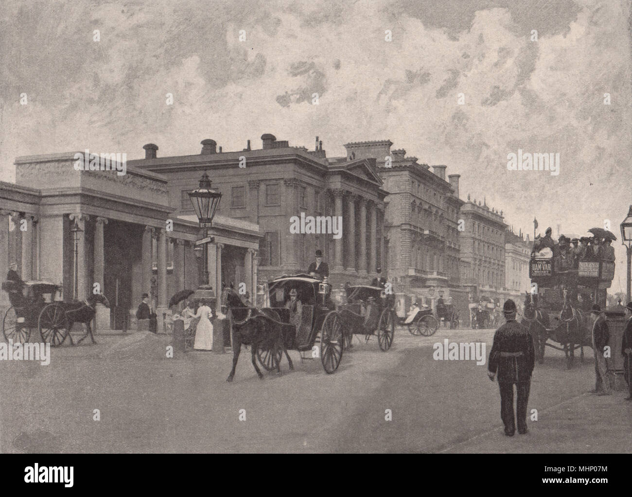 Hyde Park corner et Apsley House. Londres 1896 ancienne imprimer photo Banque D'Images