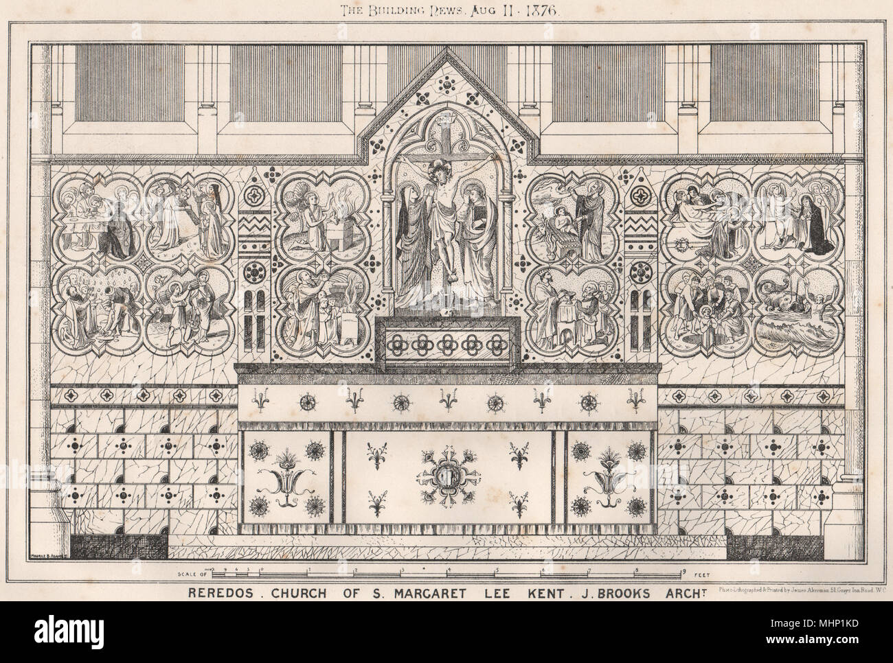 Le retable, église de Sainte Marguerite, Lee, Kent. J. Brooks, Architecte. Londres 1876 Banque D'Images