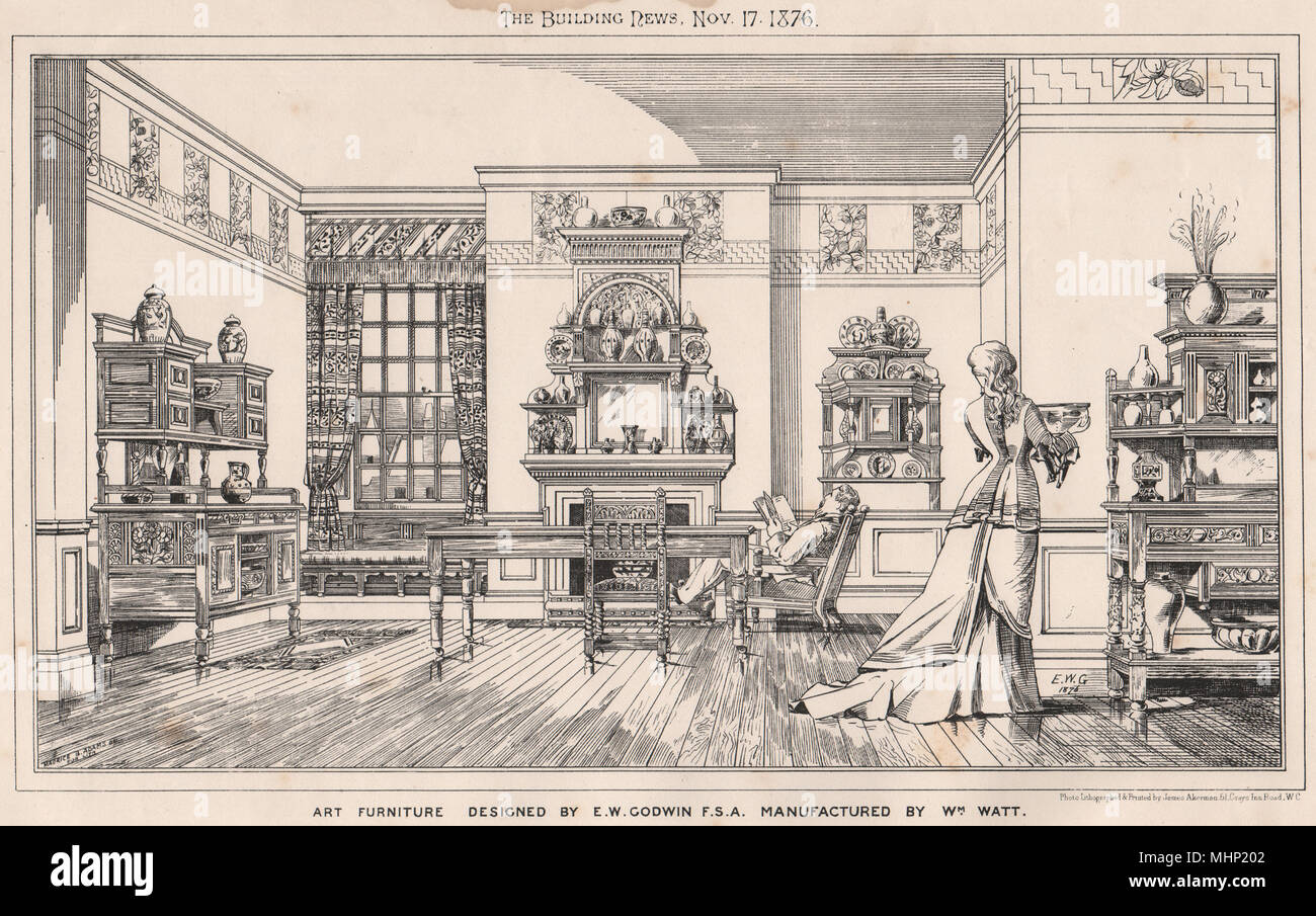 Meubles d'art, conçu par E.W. Godwin, fabriqué par Wm. Watt. 1876 imprimer Banque D'Images