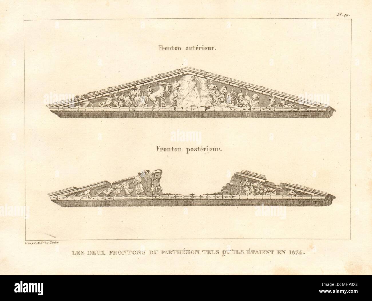 Athènes. Les frontons du Parthénon. 'Les deux frontons…" qu'elles étaient en 1674 1832 Banque D'Images