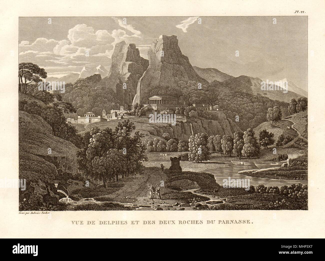 DELPHI et Parnasse. 'Vue de Delphes et des deux roches du Parnasse" 1832 imprimer Banque D'Images
