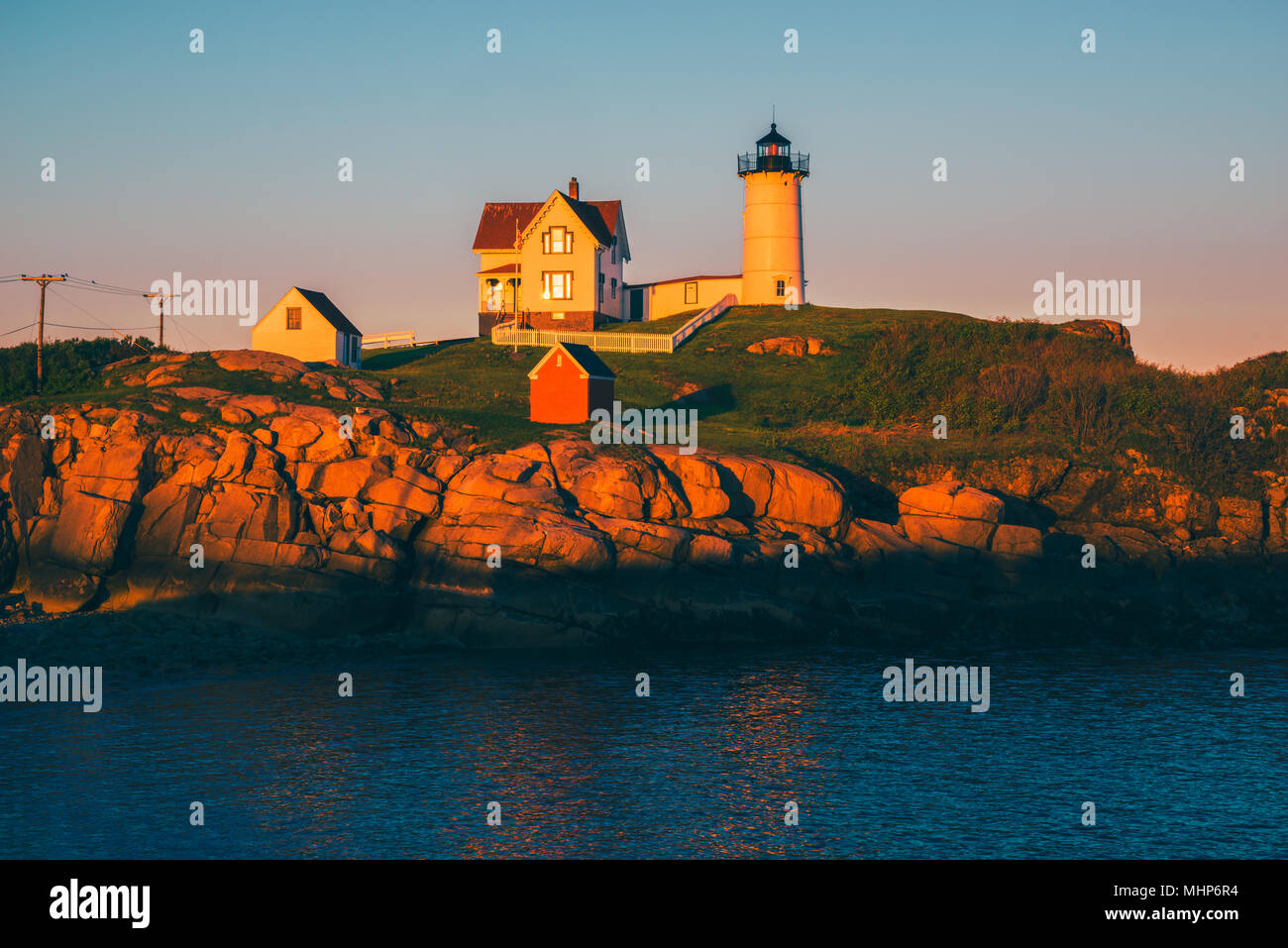Phare de Nubble Maine USA New York Banque D'Images