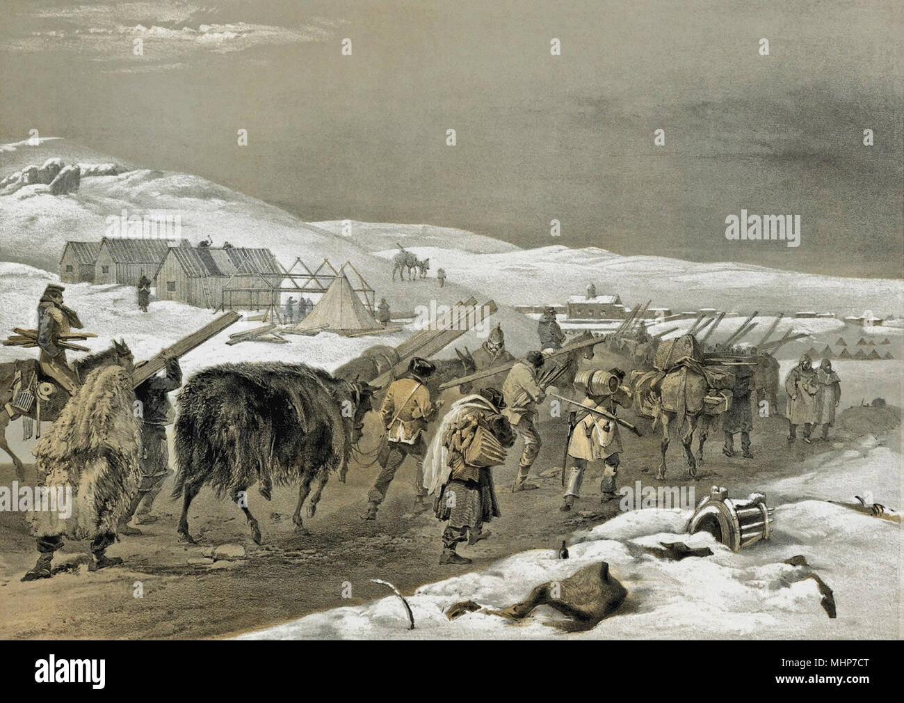 William Simpson - Guerre de Crimée - abris et des vêtements chauds pour l'Armée Banque D'Images