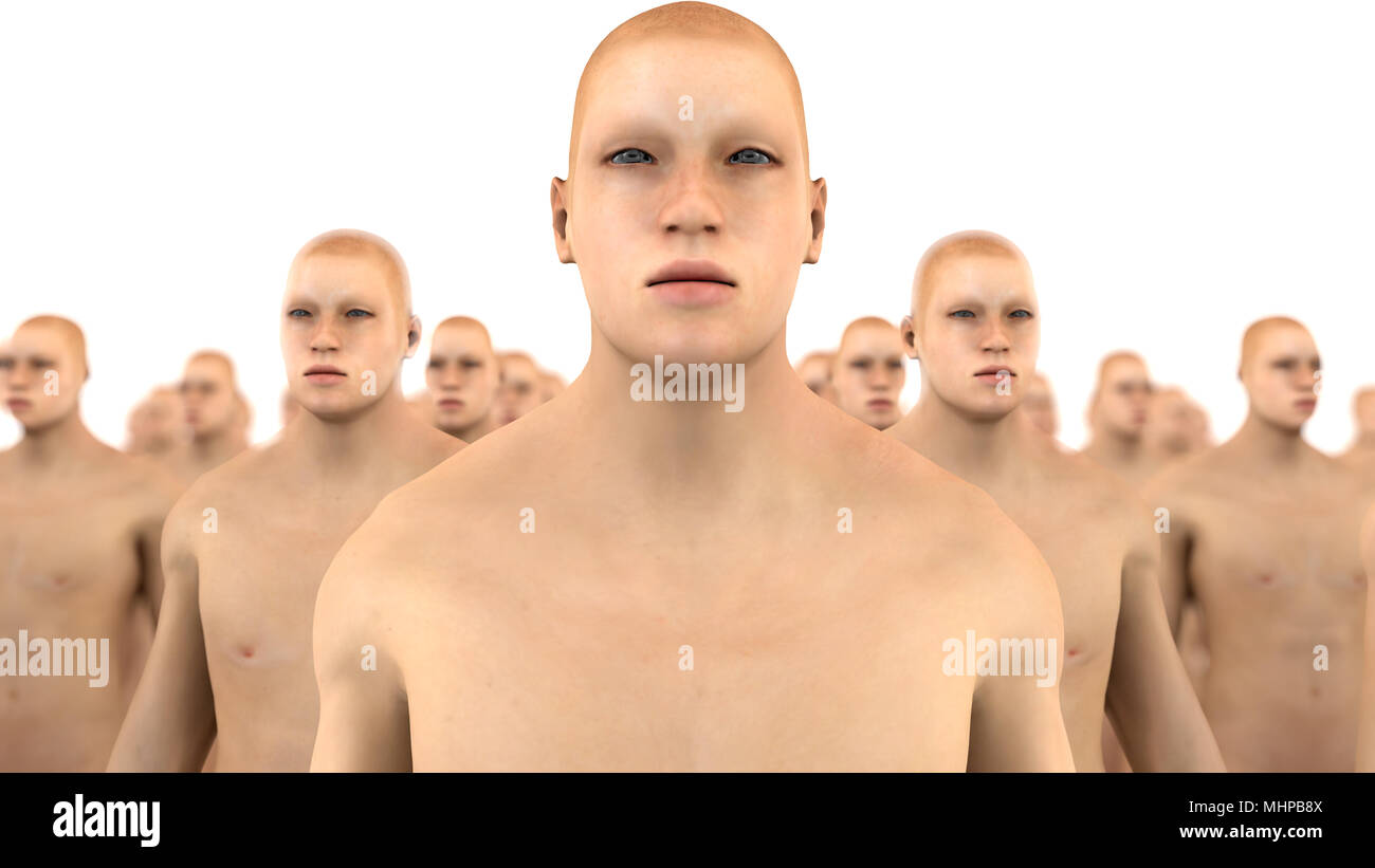 3D render. Silhouettes humanoïdes clonage Banque D'Images